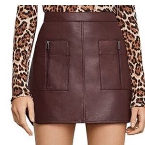 BCBG MAXAZRIA CHOCOLATE FAUX LEATHER SKIRT